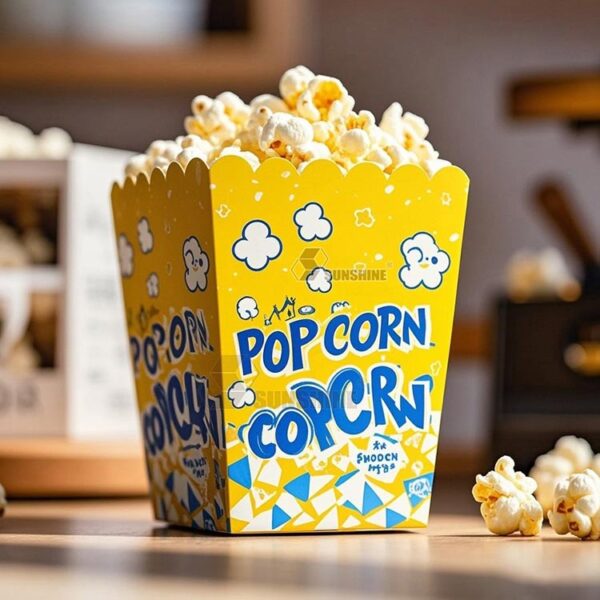 Custom Popcorn Box Disposable Paper Snack Food Packaging Printed Logo Takeaway Box