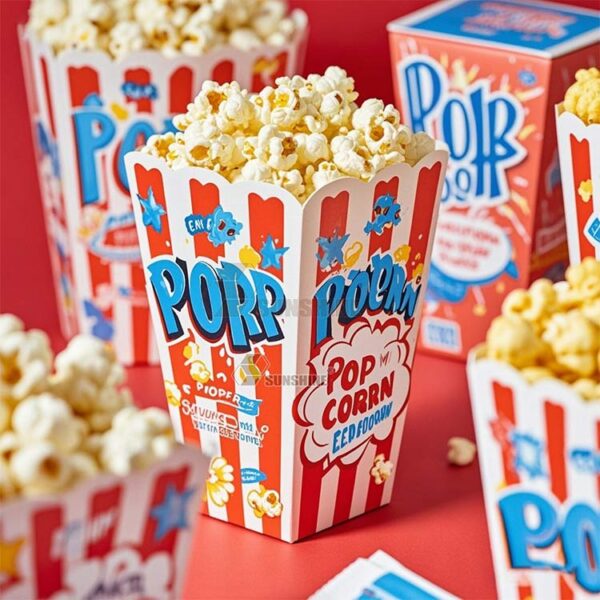 Custom Popcorn Box Disposable Paper Snack Food Packaging Printed Logo Takeaway Box - Image 3