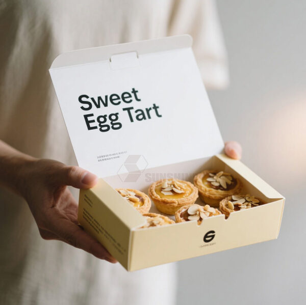 Custom Egg Tart Box with Divider Paper Packaging Disposable Bakery Gift Box - Image 2