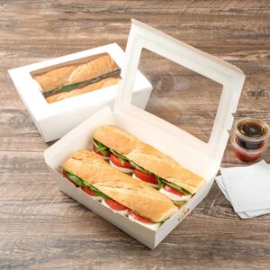 Custom Salad Clamshell Box with Window Disposable Clear Lid Takeaway Food Packaging Paper Box