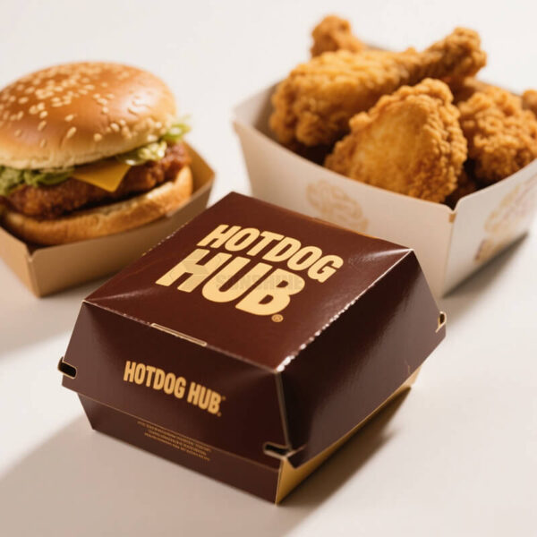 Custom Burger Box Disposable Paper Takeaway Food Packaging Printed Logo Fast Food Box - Image 3
