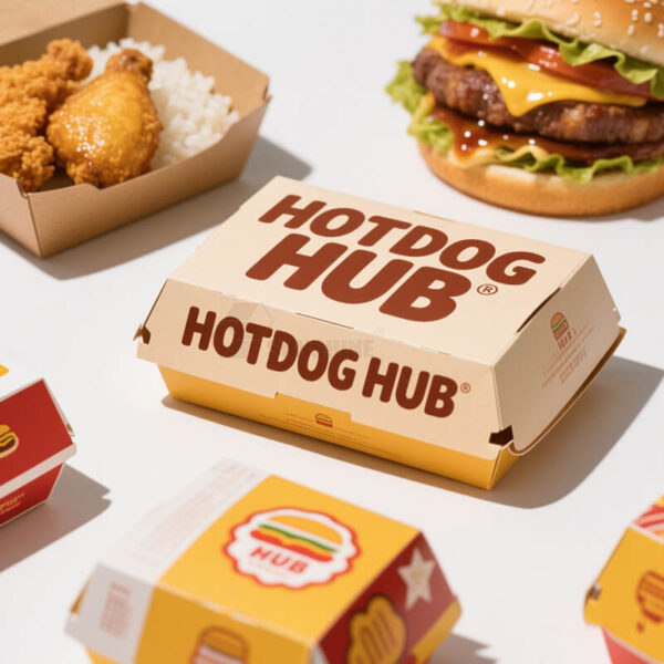 Custom Burger Box Disposable Paper Takeaway Food Packaging Printed Logo Fast Food Box - Image 4