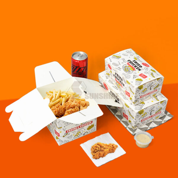 Takeaway Fried Chicken Packaging Box Custom Logo Disposable Paper Fast Food Box - Image 2