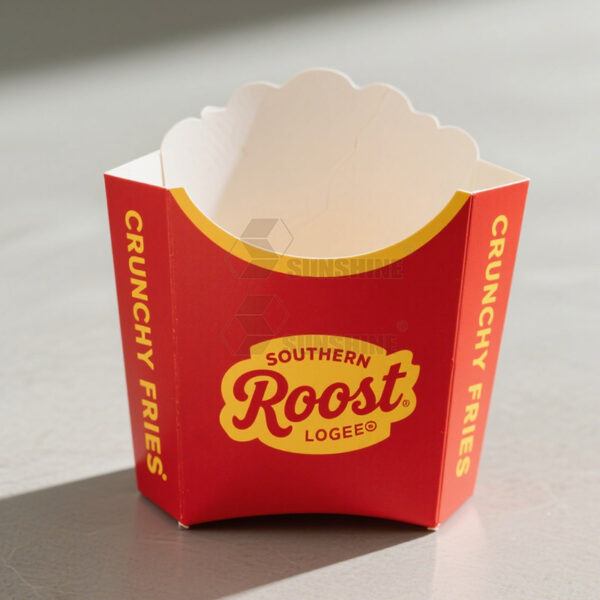 Custom French Fries Box Disposable Paper Snack Food Packaging Printed Logo Takeaway Box