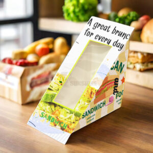 Custom Sandwich Box Disposable Paper Takeaway Packaging Printed Logo Lunch Snack Food Box
