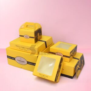 Wholesale Cake Box Disposable Paper Bakery Packaging with Clear Window Design