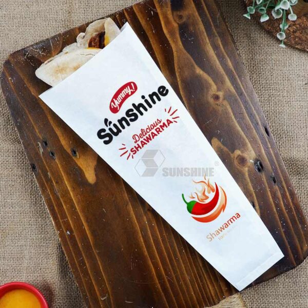 Custom Printed Grease Proof Burger Sandwich Egg Rolls Bread Shawarma Cone Wax Wrapper Food Wrapping Paper Pouch Bag - Image 2