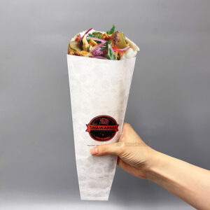 Custom Printed Grease Proof Burger Sandwich Egg Rolls Bread Shawarma Cone Wax Wrapper Food Wrapping Paper Pouch Bag