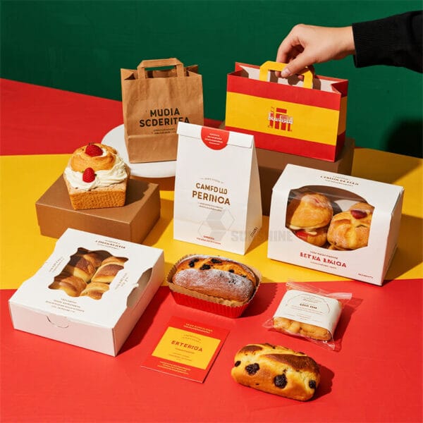 Custom Pastry Box Bakery Paper Packaging with Window Disposable Cake Cookie Box