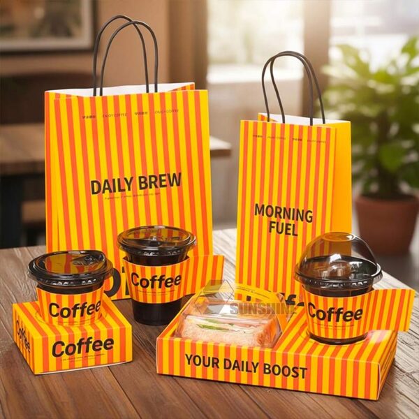 Sandwich Packaging Box with Embedded Thick Egg Toast Packaging Ins Restaurant Coffee Shop Drink Cup Paper Tray
