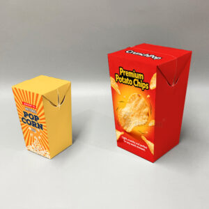 Unlined Small Enclosed Chip Box (4) Custom Printed Popcorn and Snack Box for Takeaway Food Packaging