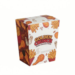 chip box popcorn box (3) Custom Takeaway Food Packaging Enclosed Fries & Chicken Box
