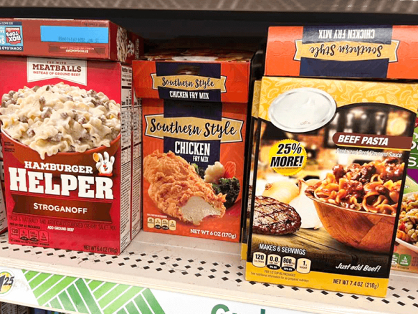 humburger helper stroganoff - chicken fry mix - beef pasta